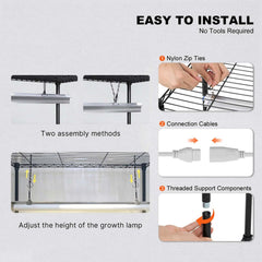 Plant Stand with Grow Lights 4 Tiers 180W 150 cm Tall Plant Grow Shelf