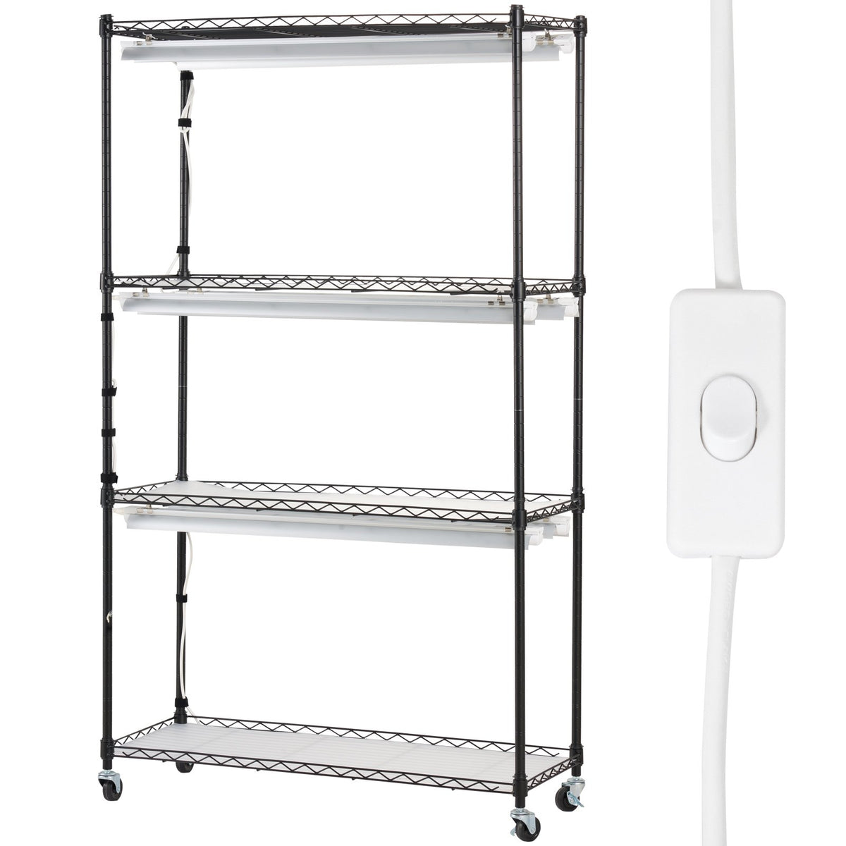 Plant Stand with Grow Lights 4 Tiers 180W 150 cm Tall Plant Grow Shelf