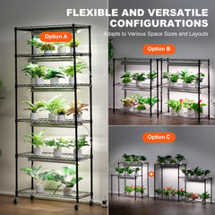 DIY Plant Stand with Grow Lights 6 Tiers 192W 70.9" Tall Plant Grow Shelf