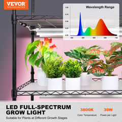 Plant Stand with Grow Light 6 Tiers 180W 180 cm Indoor Plant Grow Shelf