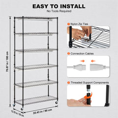 Plant Stand with Grow Light 6 Tiers 180W 180 cm Indoor Plant Grow Shelf