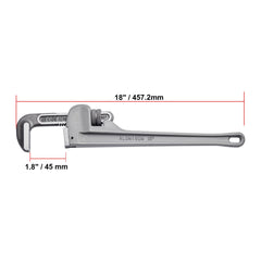 Pipe Wrench, 18" Aluminum Straight Pipe Wrench, Adjustable Plumbing Wrench, with High Strength Jaw and Ergonomic Handle, Easy to Carry, Hangable Design, for Water Pipes, Automotive Repairs