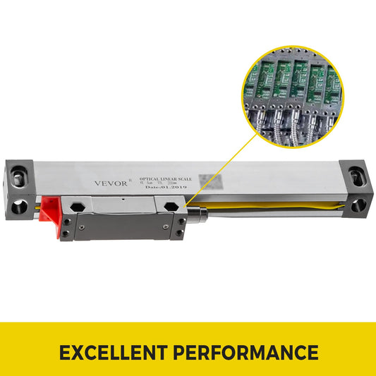 1 Axis Lathe Linear Scale 200mm with Accuracy 0.0002" Optical Length Precision Linear Scale Aluminum Body for Mill Milling Lathe Machine with Accessories (200mm(8"))