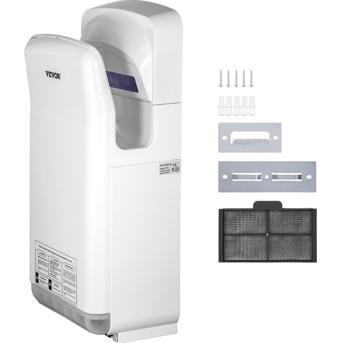 Jet Hand Dryer Blade Hand Dryer Automatic High Speed for Washroom White