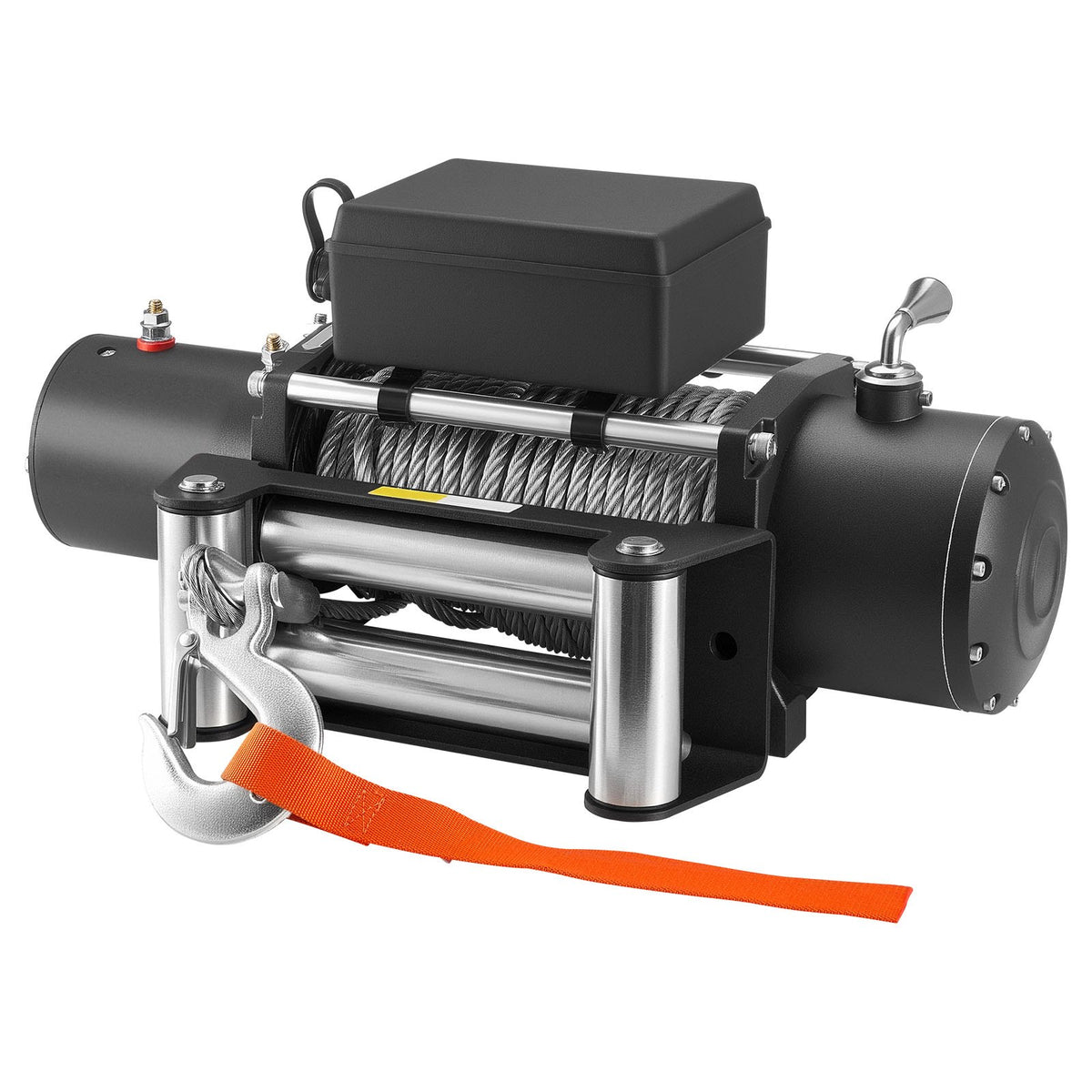 Electric Winch, 5400 kg Load Capacity, 12V DC Truck Winch with Φ9.1 mm x 24 m Steel Rope, Wireless & Wired Remote Control, IP55 Waterproof for Towing SUV Jeep Trailer Boat Off-Road Vehicle
