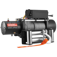 Electric Winch, 5400 kg Load Capacity, 12V DC Truck Winch with Φ9.1 mm x 24 m Steel Rope, Wireless & Wired Remote Control, IP55 Waterproof for Towing SUV Jeep Trailer Boat Off-Road Vehicle