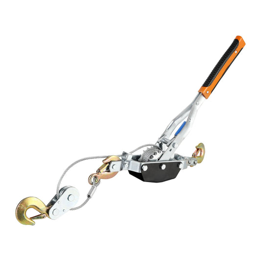 Come Along Winch, 5 Ton Max Pulling Capacity, 3.5 m Steel Cable, 3 Hooks, Heavy Duty Ratchet Power Puller Tool with Dual Gears, Automotive Hoist Cable Puller Ideal for Vehicle Rescue