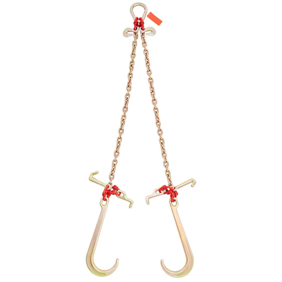 V-Chain Bridle, 4364 kg Working Load Limit, 8 x 914.4 mm G80 Tow Chain with RTJ Cluster Hooks, DOT Certified, Galvanized Coating Manganese Steel & D-Shackle, for Lifting & Moving Activities