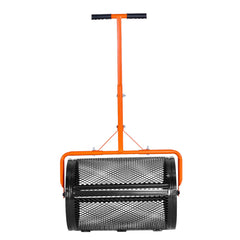 Compost Spreader, 24 in Wide Peat Moss Spreader with T Shaped Handle, 3 Heights Adjustable, Powder-Coated Steel Garden Peat Moss Roller, Heavy Duty Grass Seed Spreaders for Planting Seeding