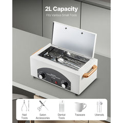 High Temperature Autoclave Machine, 2L, 300W High Temperature Cleaner Machine Box with Adjustable Temperature and Time, Dry Heat Cabinet Nail Tool Cleaner for Labs, Home, Nail and Beauty Salons