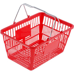 Shopping Basket, Set of 12, 21L Durable Plastic Grocery Basket with Metal Handle and Stand, 425 x 305 x 218 mm Portable Shop Basket Bulk Used for Retail Store Supermarket Grocery Shopping, Red