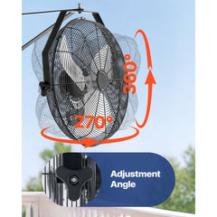 615mm Industrial Wall Mount Fan 3 Speed 4650 CFM for Garage Greenhouse