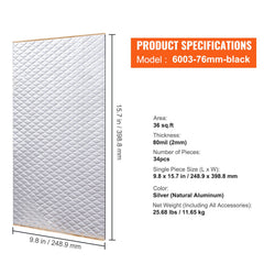 Car Sound Deadening Mat, 80 mil 3.3sq.m Car Sound Dampening Material, Butyl Automotive Sound Deadener, Noise Insulation and Vibration Dampening Material for Car