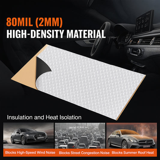 Car Sound Deadening Mat, 80 mil 3.3sq.m Car Sound Dampening Material, Butyl Automotive Sound Deadener, Noise Insulation and Vibration Dampening Material for Car