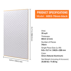 Car Sound Deadening Mat, 80 mil 3.3sq.m Car Sound Dampening Material, Butyl Automotive Sound Deadener, Noise Insulation and Vibration Dampening Material for Car