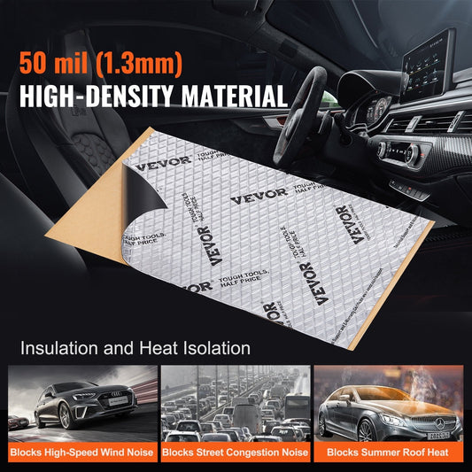 Car Sound Deadening Mat, 50 mil 4.8sq.m Car Sound Dampening Material, Butyl Automotive Sound Deadener, Noise Insulation and Vibration Dampening Material for Car