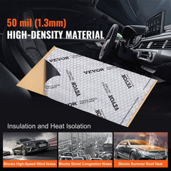 Car Sound Deadening Mat, 50 mil 4.8sq.m Car Sound Dampening Material, Butyl Automotive Sound Deadener, Noise Insulation and Vibration Dampening Material for Car