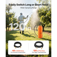 Industrial Concrete Sprayer, 14L Stainless Steel Sprayer, Heavy Duty Tri-Poxy Pump Sprayers, 52cm Wand with Ergonomic Gun Handle, 1.2m & 3m Hoses, 2 Brass Nozzles for Construction, Garden