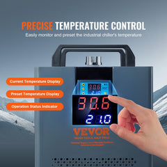 Industrial Water Chiller, KH-6000, 200W Industrial Water Cooler Cooling System with Compressor 12 L Water Tank Capacity 7.8 L/min Max Flow Rate, for CO2 Laser Engraving Machine Cooling Machine