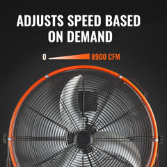 Drum Fan 24 In High Velocity Industrial Infinitely Variable Speed 7935CFM
