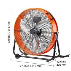 Drum Fan 24 In High Velocity Industrial Infinitely Variable Speed 7935CFM