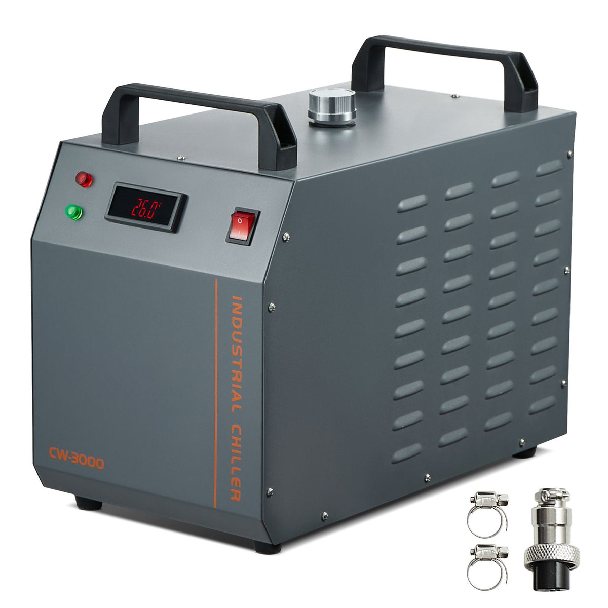 Industrial Water Chiller, CW-3000, 80W Air-Cooled Industrial Water Cooler Cooling System with 12 L Water Tank Capacity 12 L/min Maximum Flow Rate, for Laser Engraving Machine Cooling Machine