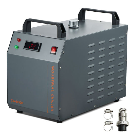 Industrial Water Chiller, CW-3000, 80W Air-Cooled Industrial Water Cooler Cooling System with 12 L Water Tank Capacity 12 L/min Maximum Flow Rate, for Laser Engraving Machine Cooling Machine