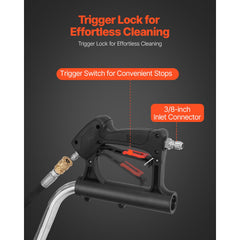 24" Pressure Washer Surface Cleaner, Stainless Steel Pressure Washer Attachments with 4 Wheels, 4000 Max PSI, 3/8 Quick Connector, 2 Spray Nozzles, Dual Handle, for Concrete, Patio, Sidewalk