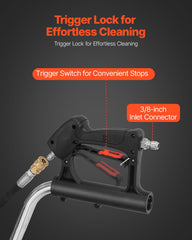 24" Pressure Washer Surface Cleaner, Stainless Steel Pressure Washer Attachments with 4 Wheels, 4000 Max PSI, 3/8 Quick Connector, 2 Spray Nozzles, Dual Handle, for Concrete, Patio, Sidewalk