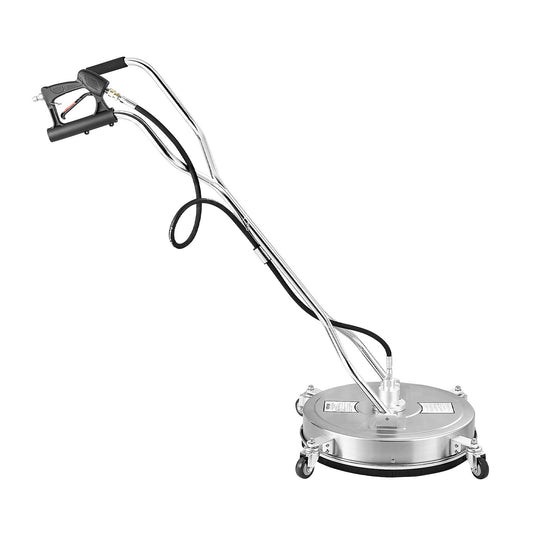 20" Pressure Washer Surface Cleaner, Stainless Steel Pressure Washer Attachments with 4 Wheels, 4500 Max PSI, 3/8 Quick Connector, 2 Spray Nozzles, Dual Handle, for Concrete, Patio, Sidewalk