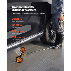 16" Pressure Washer Undercarriage Cleaner, Stainless Steel Surface Cleaner for Pressure Washer, 4000 Max PSI, Angle Adjustment Gear, 4 Spray Nozzles, 2 Extended Wands for Driveway, Patio, Deck