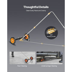 16" Pressure Washer Undercarriage Cleaner, Stainless Steel Surface Cleaner for Pressure Washer, 4000 Max PSI, Angle Adjustment Gear, 4 Spray Nozzles, 2 Extended Wands for Driveway, Patio, Deck