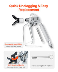 Airless Paint Spray Gun 3600PSI High Pressure Airless Spray Gun with 5Tips