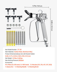 Airless Paint Spray Gun 3600PSI High Pressure Airless Spray Gun with 5Tips