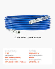 25ft Airless Paint Sprayer Hose 1/4 in Universal Airless Paint Spray Hose
