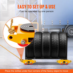 Machinery Skate Dolly Machinery Mover 13200lbs/6T Carbon Steel 4 PU Wheels