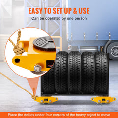 4PCS Machinery Skate Dolly Mover Skate 26455LBS/12T 4 Carbon Steel Wheels