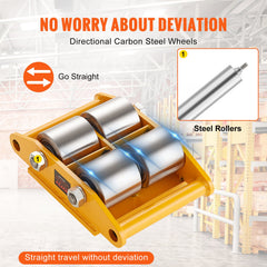 4PCS Machinery Skate Dolly Mover Skate 26455LBS/12T 4 Carbon Steel Wheels
