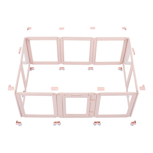 Dog Whelping Box, 1.54x1x0.6 m Plastic Dog Whelping Pen for Medium Sized Dogs, Waterproof Transparent Puppy Playpen with Windows & Door Lock, Easy to Clean, Durable Indoor Pet Dogs Cats Birth Kit