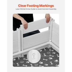 Dogs Whelping Box, 980 x 980 x 460 mm, Plastic PVC Puppies Playpen with Height Adjustable Door and Washable Pee Pad, Anti-Deformation Indoor Puppy Play Pen for Medium Breed Dogs, Milk White