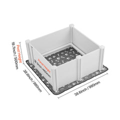 Dogs Whelping Box, 980 x 980 x 460 mm, Plastic PVC Puppies Playpen with Height Adjustable Door and Washable Pee Pad, Anti-Deformation Indoor Puppy Play Pen for Medium Breed Dogs, Milk White