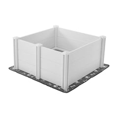 Dogs Whelping Box, 980 x 980 x 460 mm, Plastic PVC Puppies Playpen with Height Adjustable Door and Washable Pee Pad, Anti-Deformation Indoor Puppy Play Pen for Medium Breed Dogs, Milk White