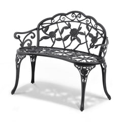 Outdoor Bench, 38.8 inches Metal Garden Bench for Outdoors, 480 lbs Load Capacity Bench, Outdoor Garden Park Bench with Backrest and Armrests, Patio Bench for Garden, Park, Yard, Front Porch