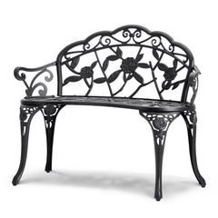 Outdoor Bench, 38.8 inches Metal Garden Bench for Outdoors, 480 lbs Load Capacity Bench, Outdoor Garden Park Bench with Backrest and Armrests, Patio Bench for Garden, Park, Yard, Front Porch