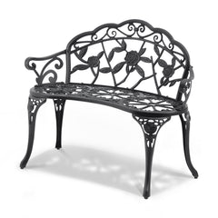 Outdoor Bench, 38.8 inches Metal Garden Bench for Outdoors, 480 lbs Load Capacity Bench, Outdoor Garden Park Bench with Backrest and Armrests, Patio Bench for Garden, Park, Yard, Front Porch