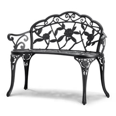 Outdoor Bench, 38.8 inches Metal Garden Bench for Outdoors, 480 lbs Load Capacity Bench, Outdoor Garden Park Bench with Backrest and Armrests, Patio Bench for Garden, Park, Yard, Front Porch