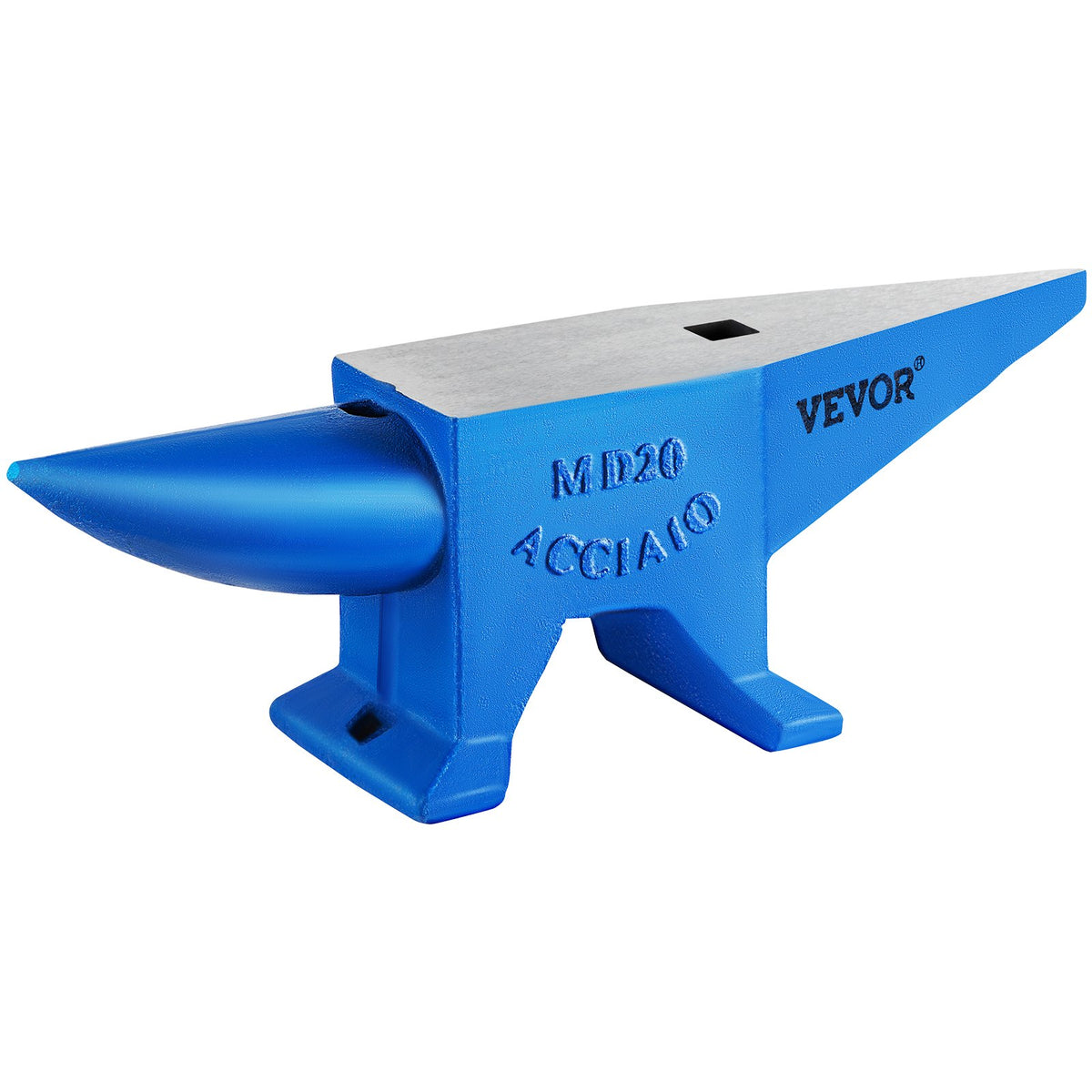 Single Horn Steel Anvil 44 lb with Round and Square Holes for Blacksmithing