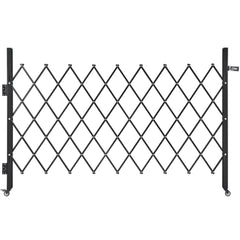 Single Folding Security Gate, Lockable Scissor Gate with 360 degree Swivel Casters, Outdoor Barricade Steel Retractable Gates, for Entry Security, Garage, Warehouse & Pool, 1900 x 1310 mm (W x H)