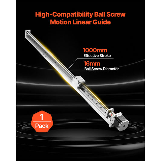 Linear Guide, 1000 mm Stroke Work Size, Ball Screw Motion CNC Linear Guide Stage Actuator, Motorized Nema 23 Stepper Motor, High Precision, for Engraving Machine CNC Milling Machine 3D Printer