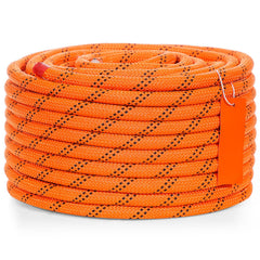 Double Braided Polyester Rope, 12.7 mm x 36.57 m, 48 Strands, 35.58kN Breaking Strength Outdoor Climbing Rope, Arborist Rigging Rope for Rock Hiking Camping Swing Rappelling Rescue, Orange/Black